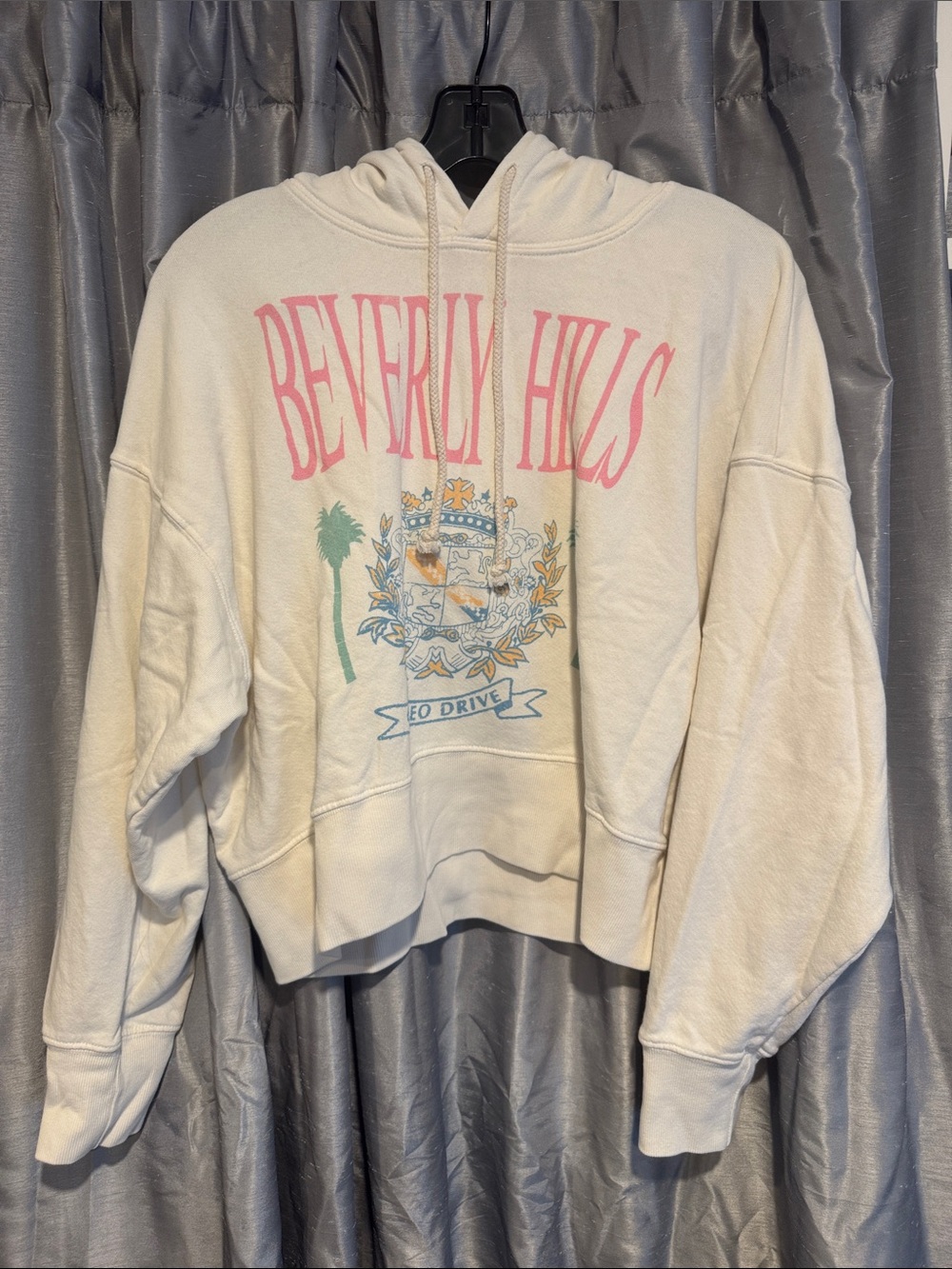 Daydreamer cropped Cream Beverly Hills Hoodie size Medium